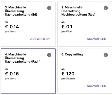 Wählen Sie die passende Übersetzungsart aus